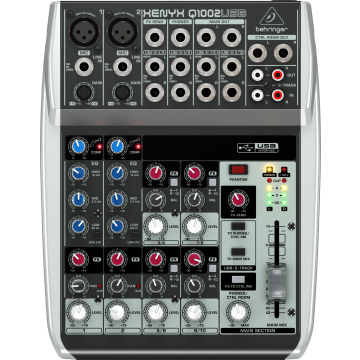 Behringer XENYX Q1002USB keverő XENYX mikrofon előerősítővel, kompresszorral 10 bemenet 2-Bus