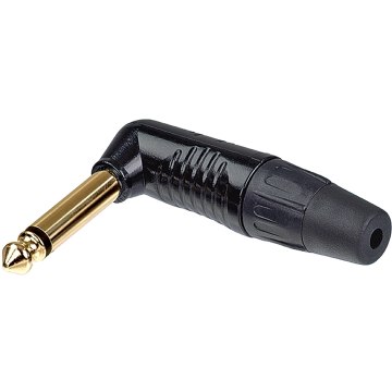 REAN Mono 6,3mm JACK, derékszögű fekete ház, aranyozott érintkezők, ömlesztett csomagolás