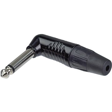 REAN Mono 6,3mm JACK, derékszögű fekete ház, ónozott érintkezők, ömlesztett csomagolás